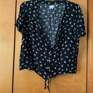 Black Floral Women's Top